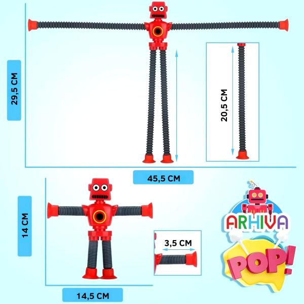 Imagem de Pop It Brinquedo Estica Gruda Robô Com Ventosa Infantil Led Anti Stress