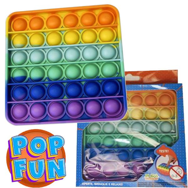 Pop It Quadrado Colorido Yes-Toys - Pop Fun Imagem de Pop It Quadrado Colorido Yes-Toys
