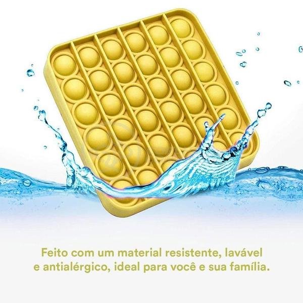 Imagem de Pop It Quadrado Fidget Toy Anti Stress Ansiedade Amarelo Nº1