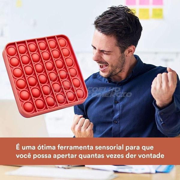 Imagem de Pop It Quadrado Fidget Toy Silicone Anti Stress Vermelho Nº2