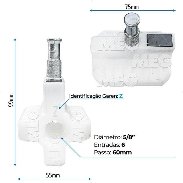 Imagem de Porca Acionadora Garen 5/8 Passo 60mm 6 Entradas Bv Duo