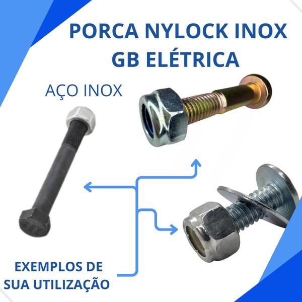 Imagem de Porca Autotravante Parlock m6 Nylock Aço Inox 304 100 Peças