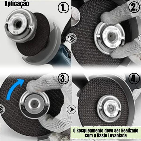 Imagem de Porca De Troca Aperto Rápido Fixação M14 Pra Esmerilhadeira Angular Lixadeira Rebarbadora Trava Flange de Liberação Click Automático 14mm