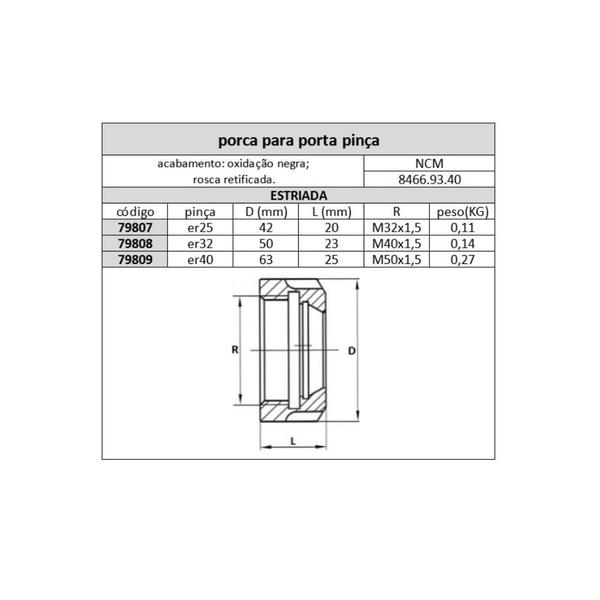 Imagem de porca er40 a m50x1,5