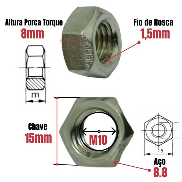 Imagem de Porca Especial Torque M10 Ch15 Cabeçote Turbina Escape 100Un