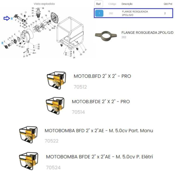 Imagem de Porca Flange P/ Motobomba BFD 2 Polegadas Buffalo Original