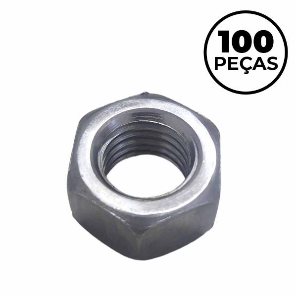 Imagem de Porca Sextavada 1/4" Polegada UNC Rosca Grossa 100 Unidades