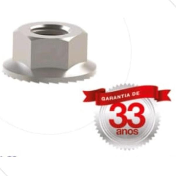 Imagem de Porca Sextavada Flangelada Serrilhada M6 Aço Inox A2 20 un