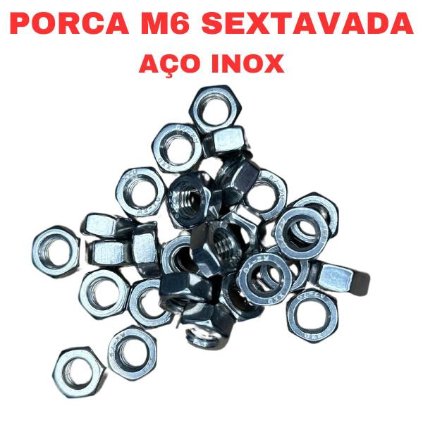 Imagem de Porca Sextavada M6 Inox - 10 Peças