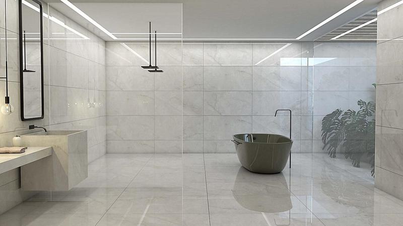 Imagem de Porcelanato Onix Ice Branco 83x83cm AR83105 Caixa 2,07m² Damme Porcelanato