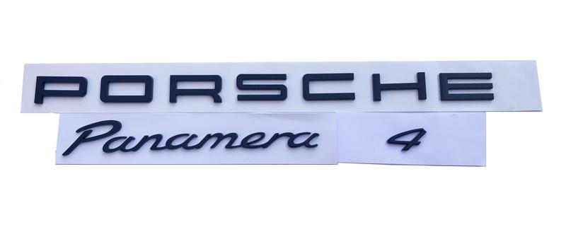 Imagem de Porsche Emblema Kit Porsche + Panamera + 4 Preto Fosco