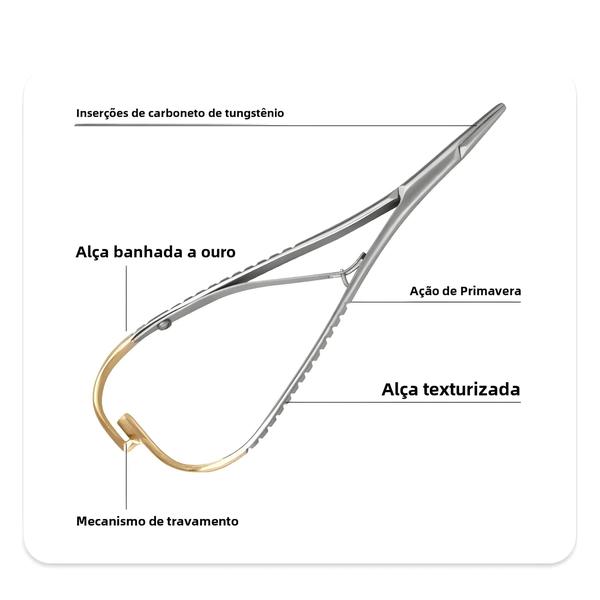 Imagem de Porta-Agulhas Dentário de Aço Inoxidável - Pinças e Instrumentos Ortodônticos