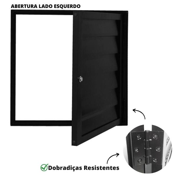 Imagem de Porta Alçapão Alumínio Preto Venezianas Ventiladas Linha