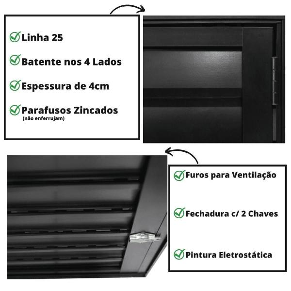 Imagem de Porta Alçapão Alumínio Preto Venezianas Ventiladas Linha