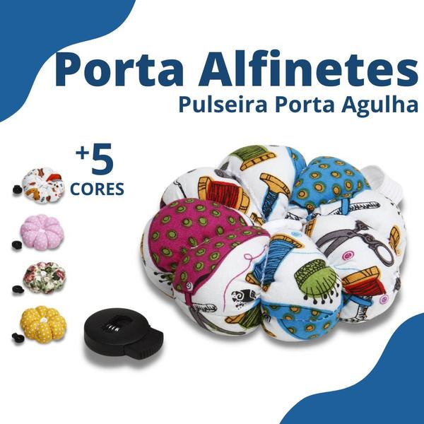 Imagem de Porta Alfinete - Pulseira Porta Agulha Branco e Azul - BRX