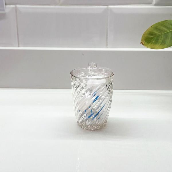 Imagem de Porta algodão cotonete suporte escova de dente pasta creme dental banheiro lavabo copo luxo Plasútil