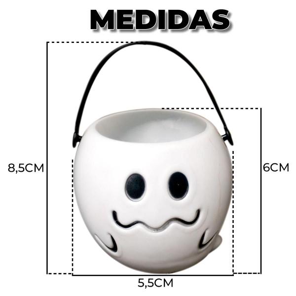 Imagem de Porta Bala Halloween Mini Balde Fantasminha para Docinhos dia das Bruxas Enfeite Decoração de Mesa