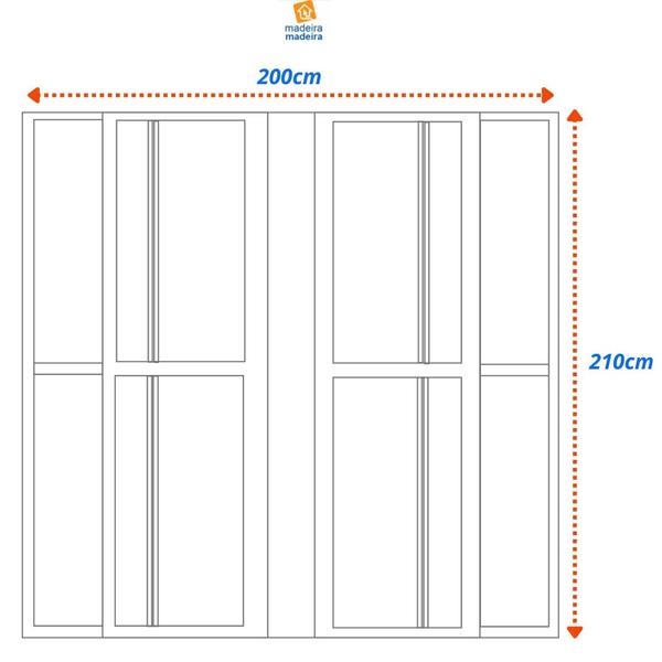 Imagem de Porta Balcão de Aluminio 210x200cm 6 Folhas com Travessa e Vidro Branco