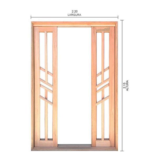 Imagem de Porta Balcão de Correr de Madeira Padrão Cedro Diamante Reto Batentes de 14 CM Esquadrias Longo - 2.15 (A) X 2.20 (L)