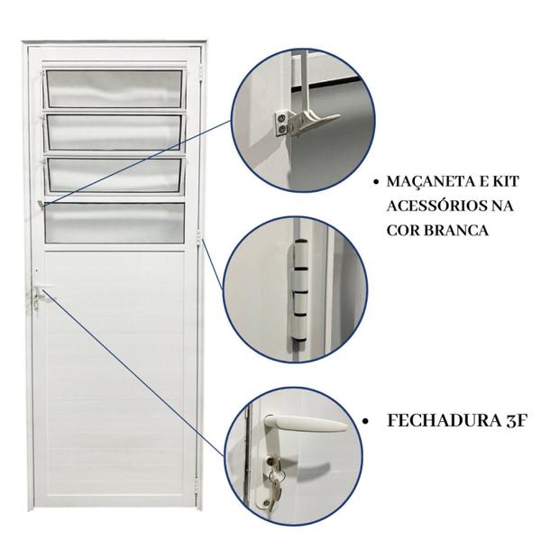 Imagem de Porta Basculante Lambril de Alumínio 210 X 90cm Linha 25 Lado Direito Esquadrias Bergamo