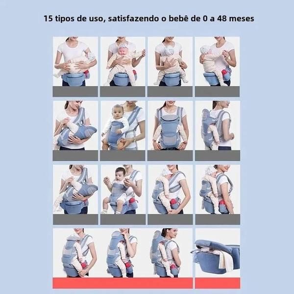 Imagem de Porta-Bebê de Algodão Ergonômico para Recém-Nascido - Assento Removível e Multifuncional