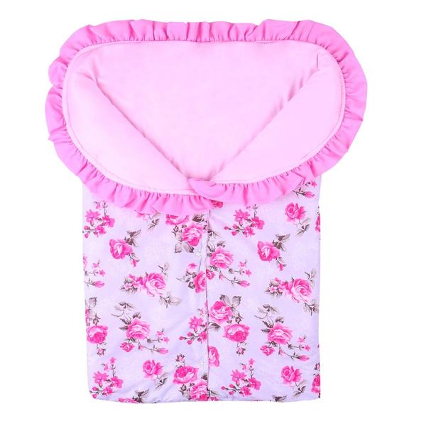 Imagem de Porta Bebê Saco de Dormir Inverno 100% Algodão Aconchego Charmosinha Floral Salmão