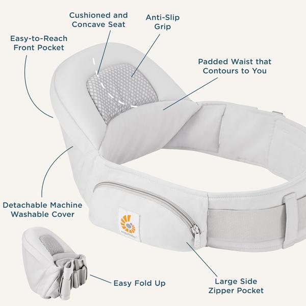 Imagem de Porta-bebês Ergobaby Hip Seat com armazenamento de 3,2-20,4 kg à meia-noite