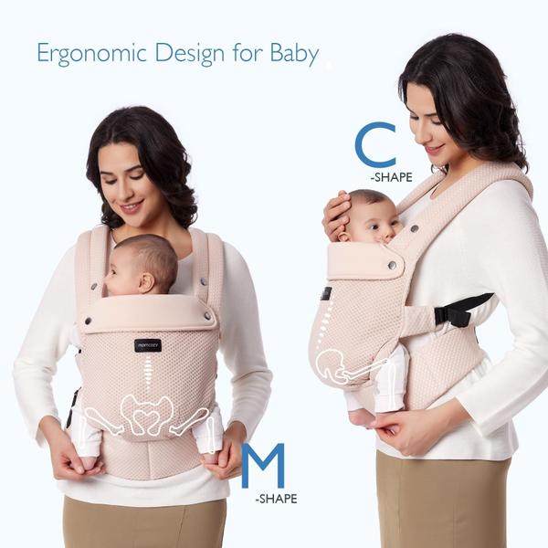 Imagem de Porta-bebês Momcozy, malha respirável, ergonômica, 3,2-20 kg, rosa