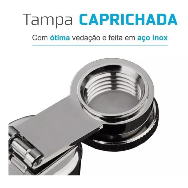 Imagem de Porta Bebida Cantil Inox Bolso Whisky Vodka Rum 230ml