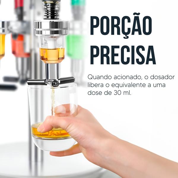 Imagem de Porta Bebidas Dispenser Dosador Giratório 4 Garrafas Inox