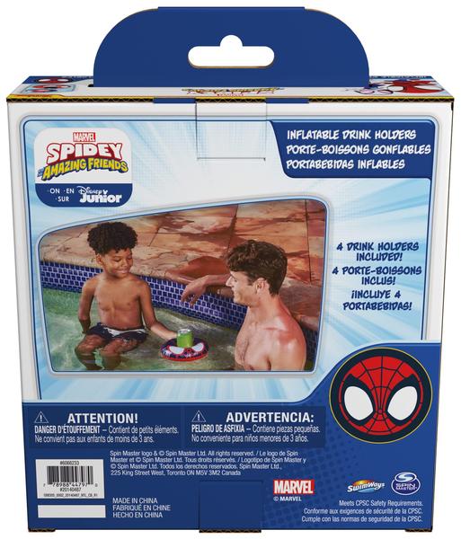 Imagem de Porta-bebidas flutuantes Swimways Marvel Spidey, pacote com 4