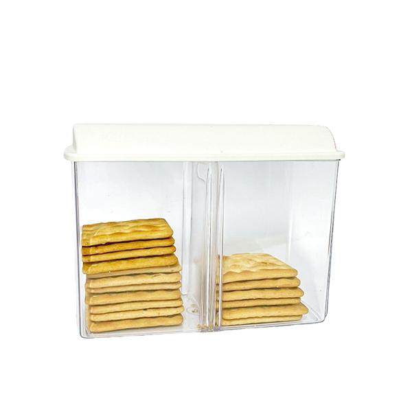 Imagem de Porta Biscoito Bolacha Pote Divisória Decorativo Design Transparente Multiuso C/ Tampa Resistente