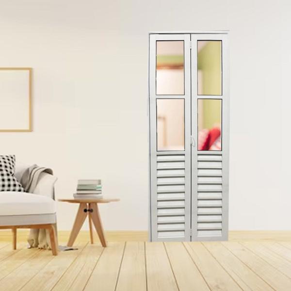 Imagem de Porta Camarão Palheta com Vidro 210 X 80cm Linha 25 Lado Direito Branco