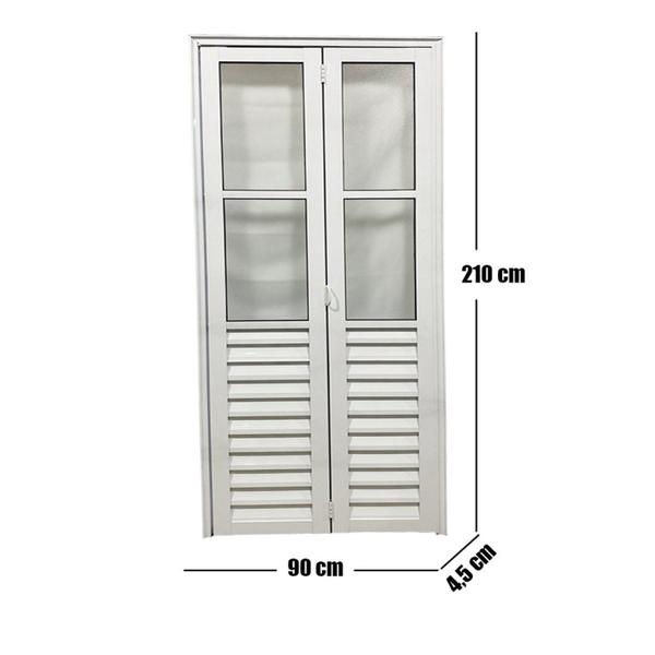 Imagem de Porta Camarão Palheta com Vidro 210 X 90cm Linha 25 Lado Direito Branco