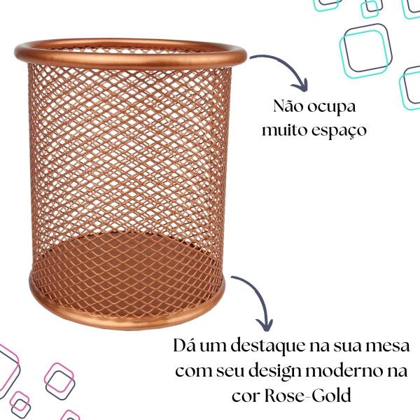 Imagem de Porta Caneta Aramado Redondo Rose Gold 10cm