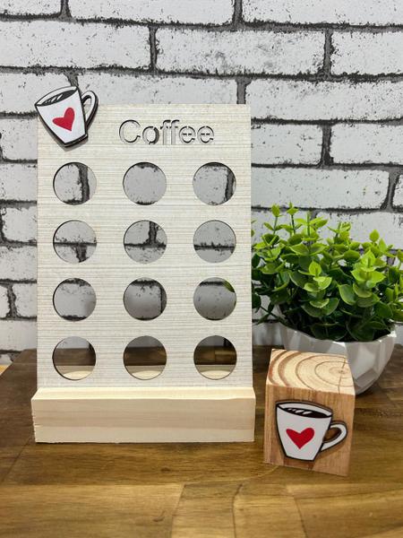 Imagem de Porta Cápsula de Café e Cubo em Madeira Dolce Gusto Nespresso e Três Corações Suporte de Cápsula Cantinho do Café 