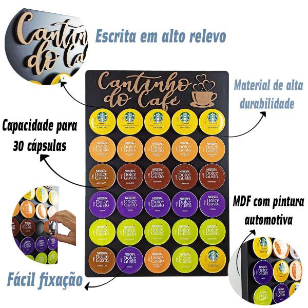 Imagem de Porta Cápsulas Café 30x40 Dolce Gusto - Preto - Cantinho do Café 30 Cápsulas