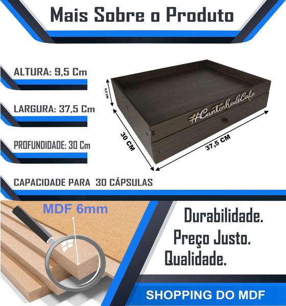 Imagem de Porta Cápsulas Máquina Cantinho do Café Três Corações 1 Gaveta Amadeirada Mdf