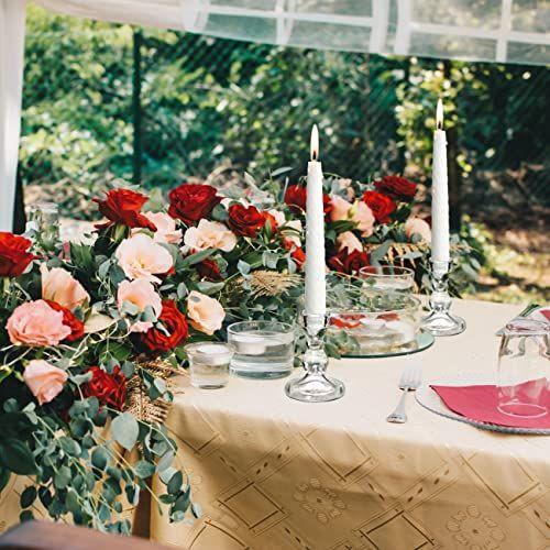 Imagem de Porta-castiçais Lanttu 24 peças a granel com conchas de pavio de vela, castiçais cônicos transparentes, conjunto de castiçais de vidro para o dia dos namorados, mesa de casamento, festa, decoração de peitoril da janela