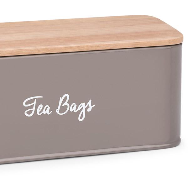 Imagem de Porta Chás Canister Haus Concept Suporte Porta Sachês Chá Teabags com 3 Divisórias Warm Gray