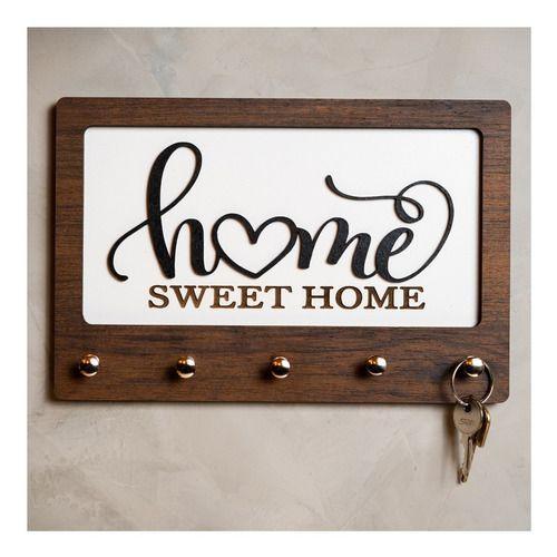 Imagem de Porta Chave De Parede Decorativo Home Sweet Home Mdf Luxo