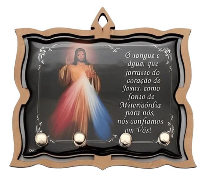 Imagem de Porta Chave MDF Jesus Misericordioso Puro Espiritual basico