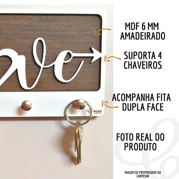 Imagem de Porta Chave Moderno de Parede Decorativo Love