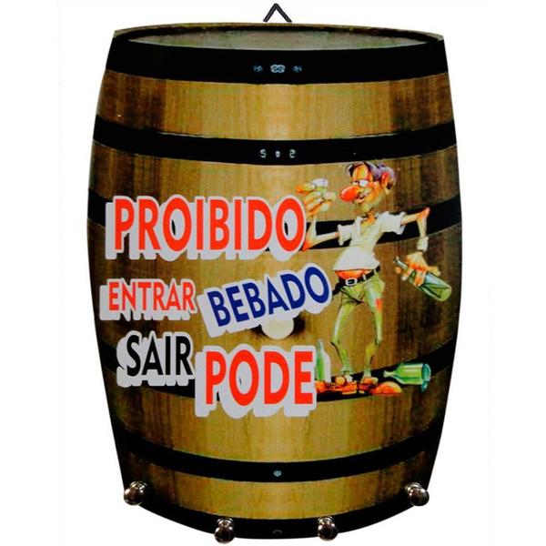 Imagem de Porta Chaves Barril Proibido Entrar Bêbado Sair Pode