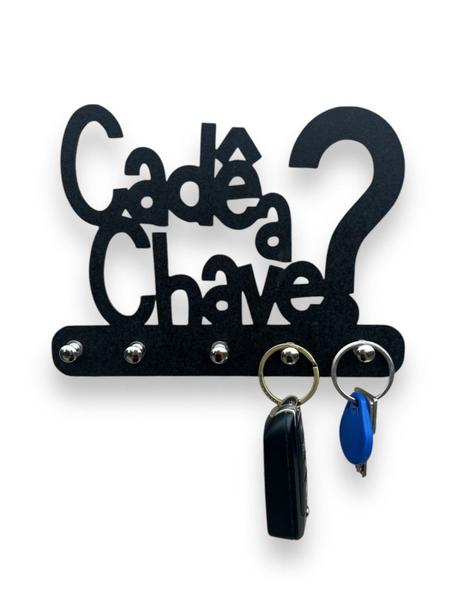 Imagem de Porta Chaves Cadê a Chave Em MDF Preto 20x15