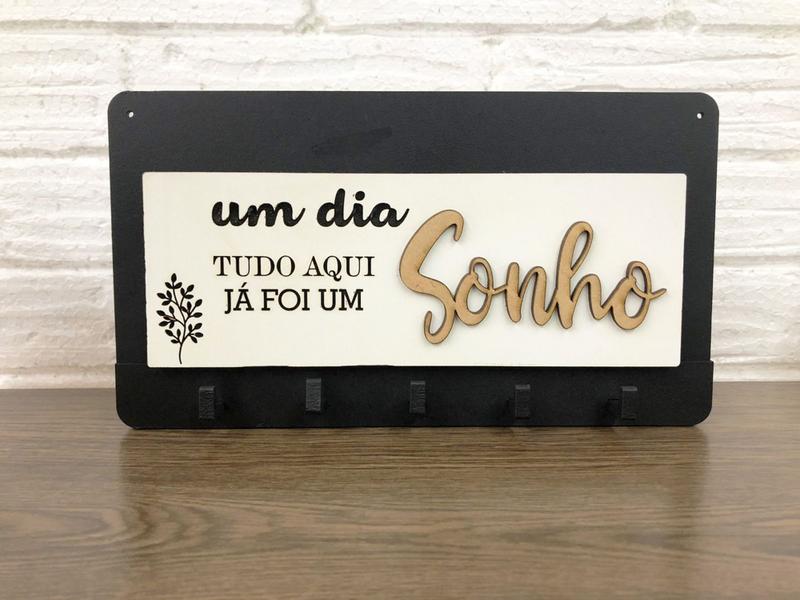 Imagem de Porta Chaves Carta 5 Ganchos Um dia Tudo Aqui Foi um Sonho