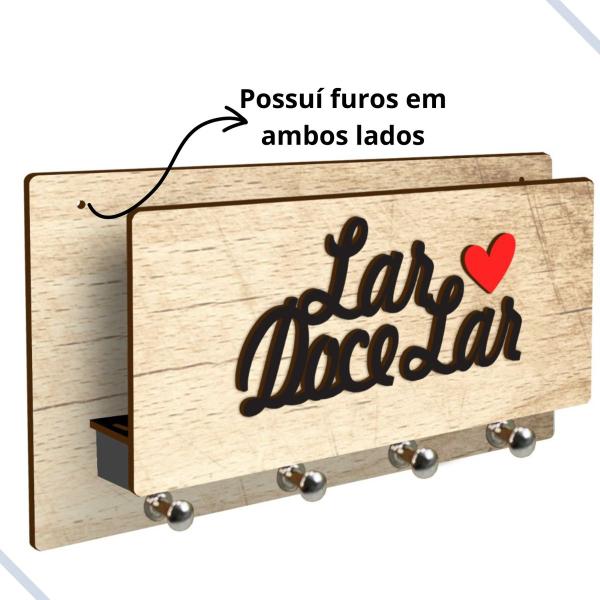 Imagem de Porta Chaves Carta Organizador de Parede Decorativo em MDF