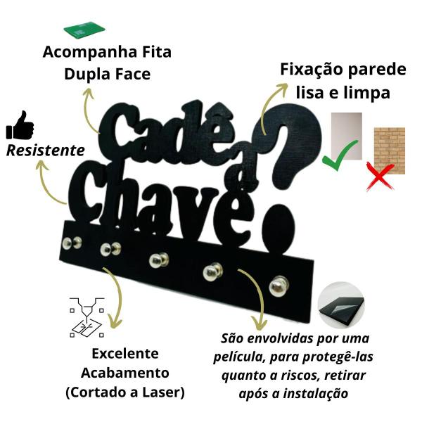 Imagem de Porta Chaves Chaveiro Rustico De Mdf Parede Cade a chave