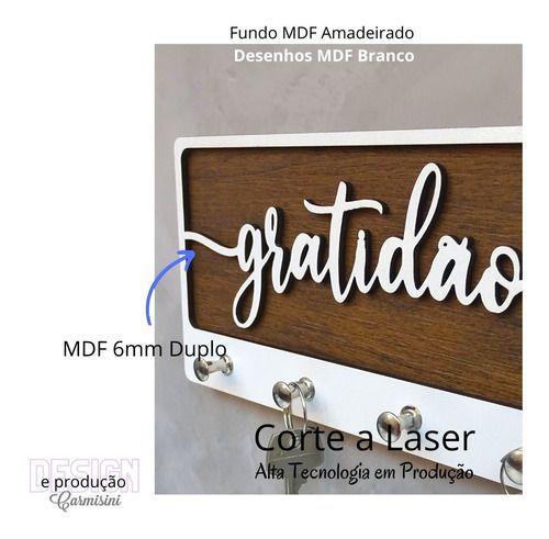 Porta Chaves De Parede Decorativo Gratidão Madeira Mdf Luxo - Carmisini Imagem de Porta Chaves De Parede Decorativo Gratidão Madeira Mdf Luxo