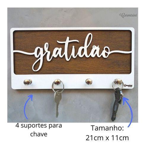 Porta Chaves De Parede Decorativo Gratidão Madeira Mdf Luxo - Carmisini Imagem de Porta Chaves De Parede Decorativo Gratidão Madeira Mdf Luxo